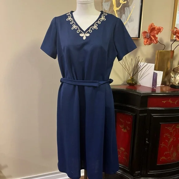 Classic Lady | Dresses | Navy Blue Classic Lady By Constantine Vintage Dress  Erra 4s To 50s